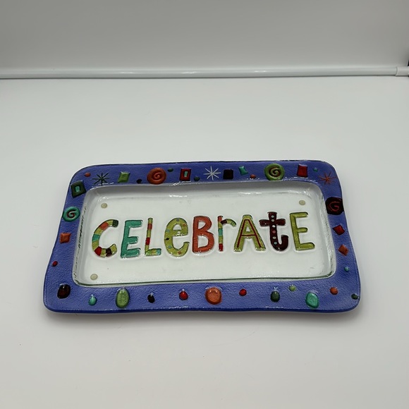 Silvestri Celebrate Platter Serving Dish by Lori Seibert Fused Glass - Picture 14 of 16